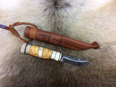 Wood Jewel 23RIE Riekkopuukko Jagdmesser 8 cm Rentierhorn