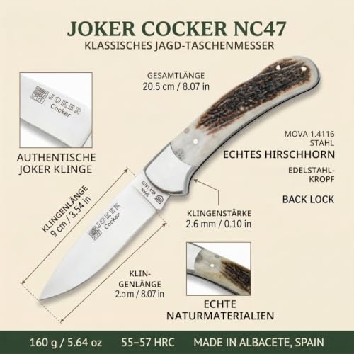 Joker Cocker NC47 Klappmesser Hirschhorn 9 cm