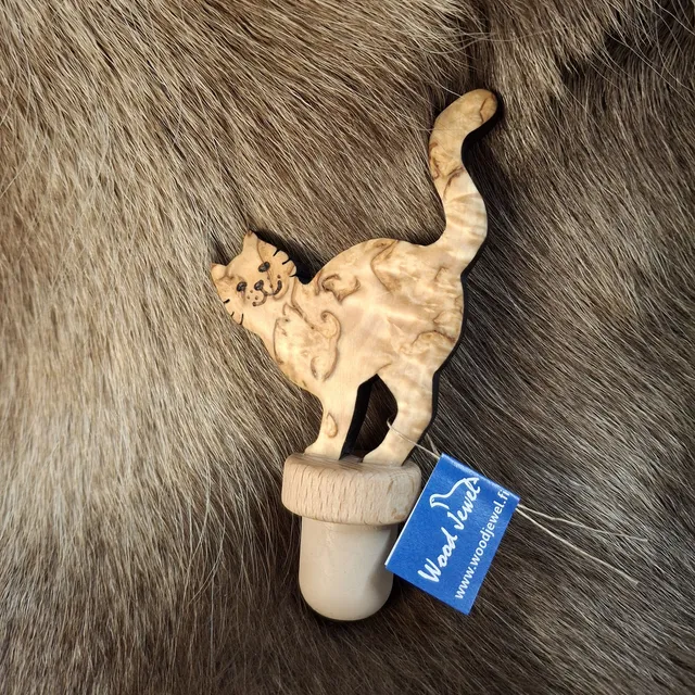 Wood Jewel Flaschenverschluss 2334 Katze stehend Birke