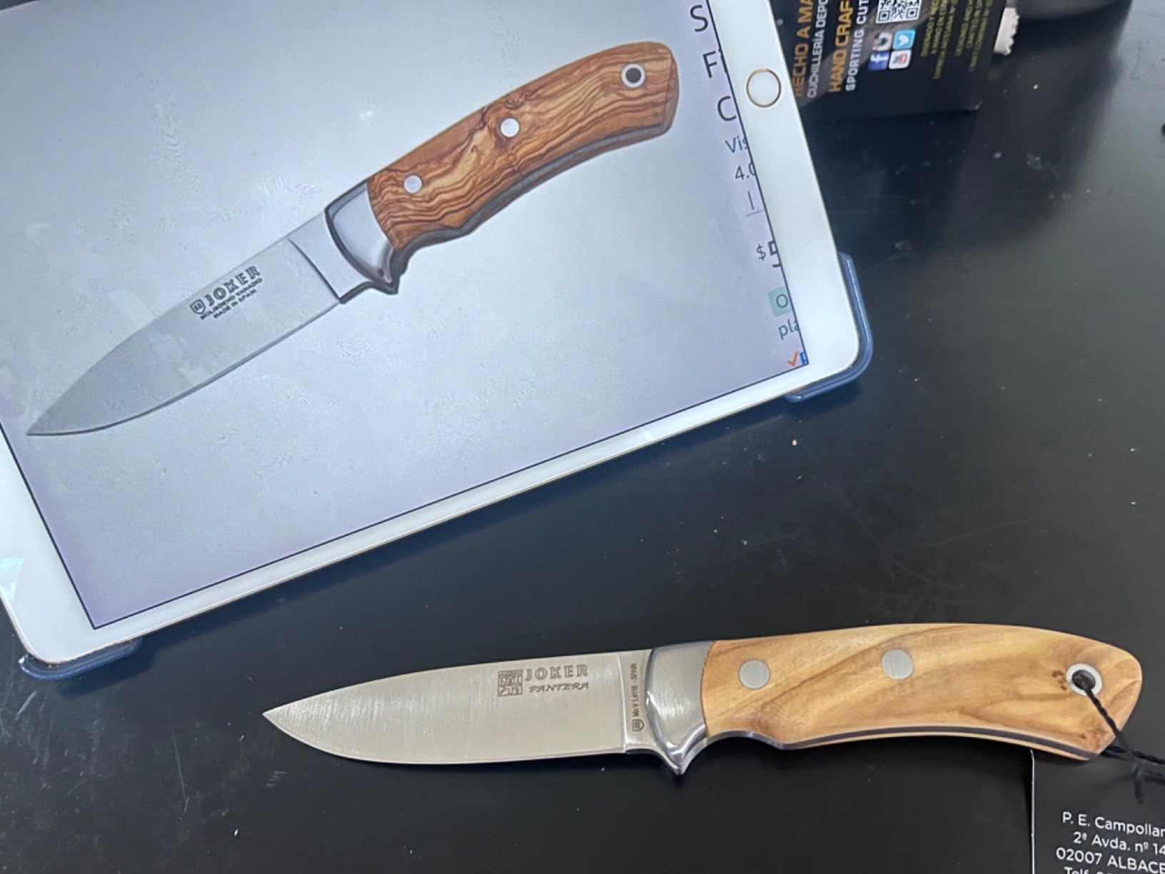 Joker Pantera CO16 Jagdmesser Olivenholz 10 cm Lederscheide
