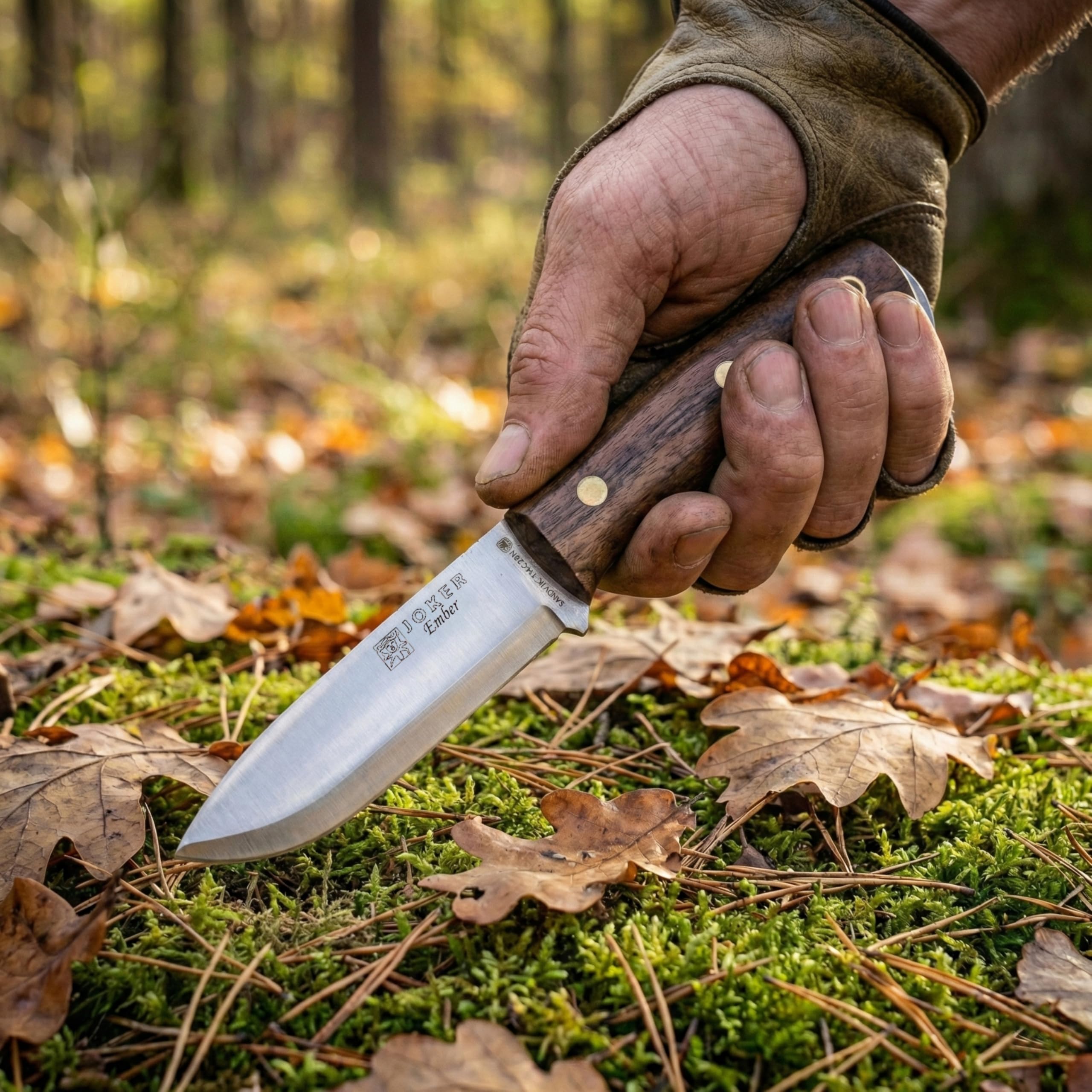 Joker Ember Scandi CN122 Jagdmesser Walnuss 10,5 cm mit Paracord