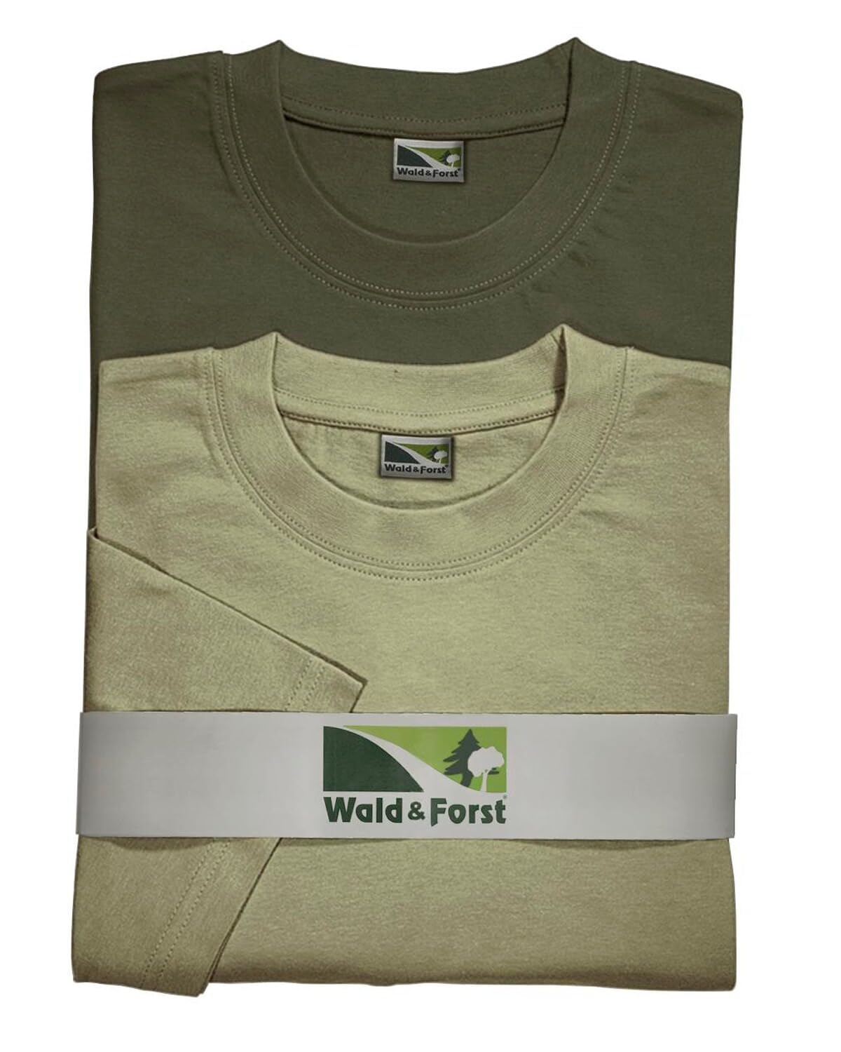 Wald & Forst T-Shirts 2er-Pack Oliv Baumwolle 155 g