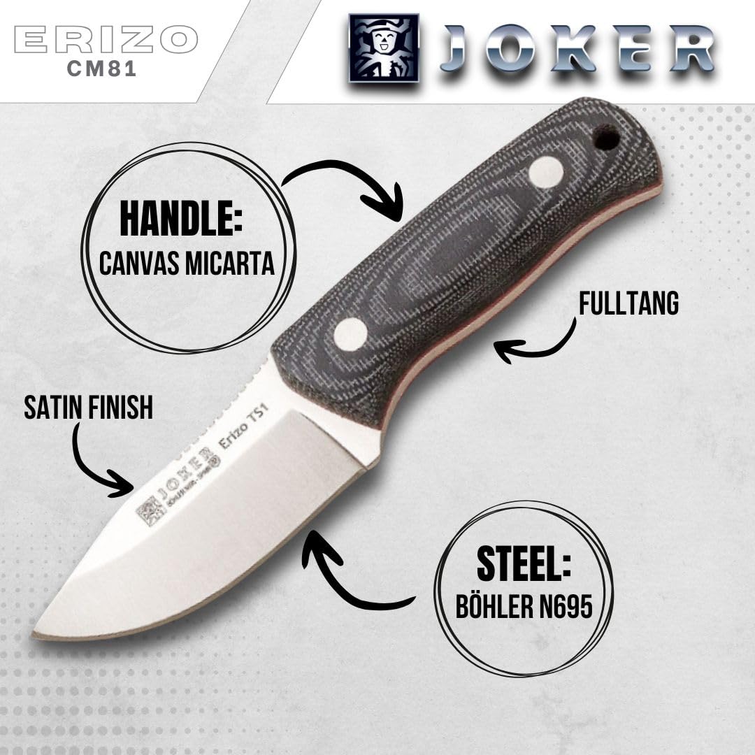 Joker Erizo TS1 CM81 Survivalmesser 7,5 cm Micarta