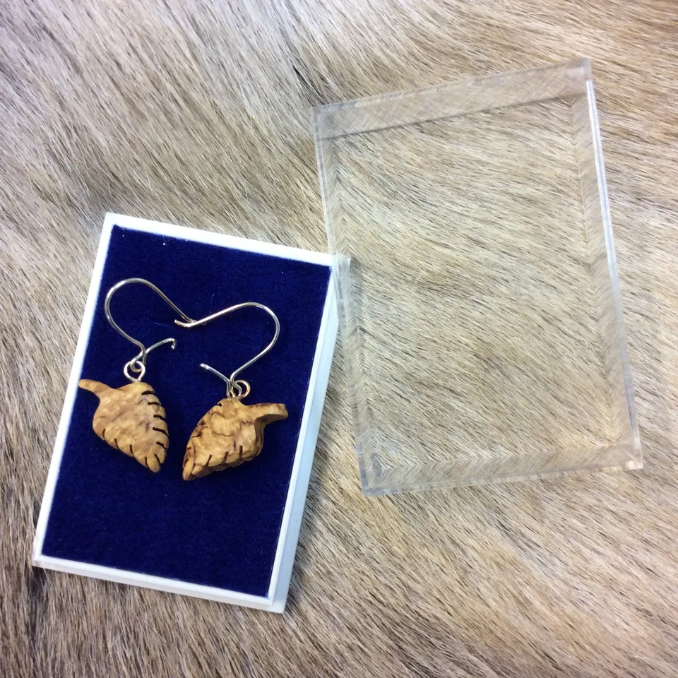 Wood Jewel Leaf Ohrringe Birke Silberhaken