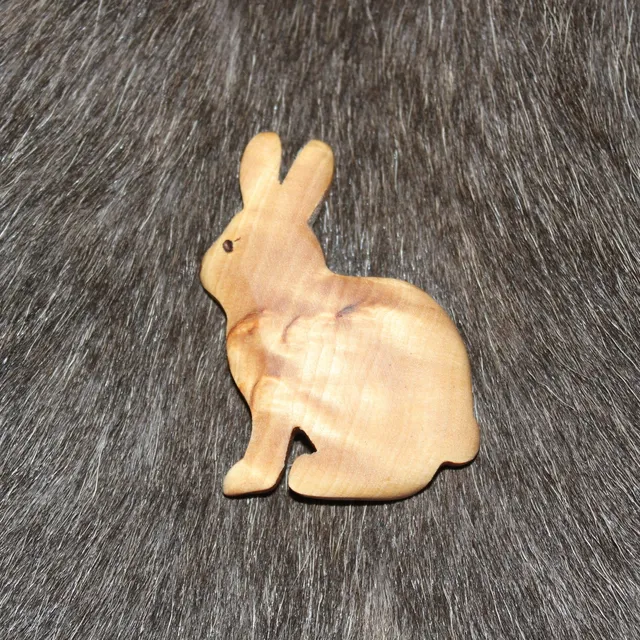 Wood Jewel Rabbit Magnet Birke Hasenmotiv