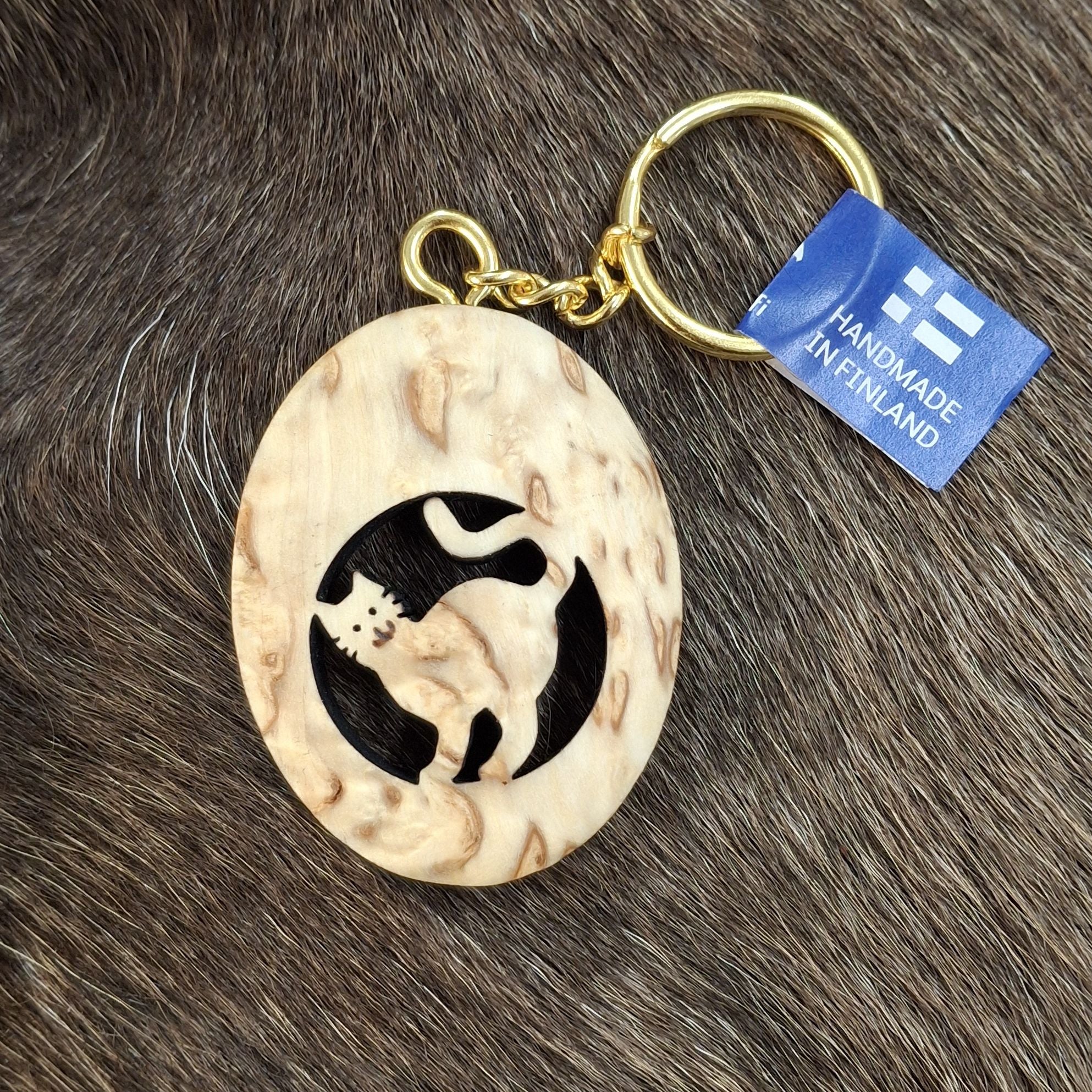 Wood Jewel 301 Oval Schlüsselanhänger Maserbirke Kette