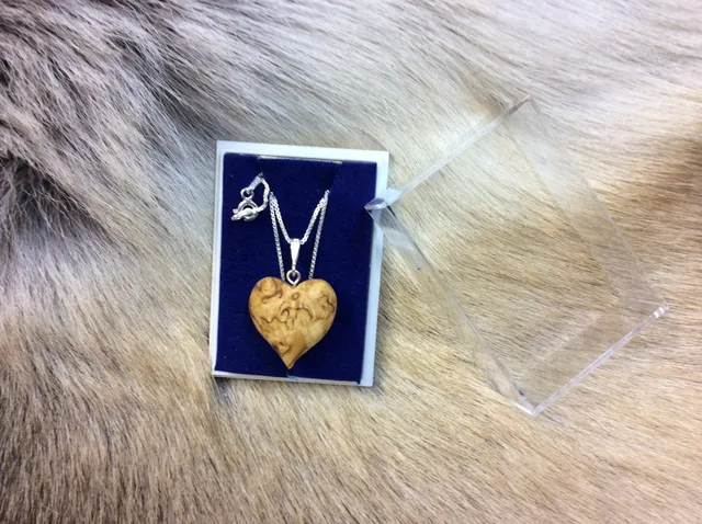 Wood Jewel Heart Halskette Maserbirke groß