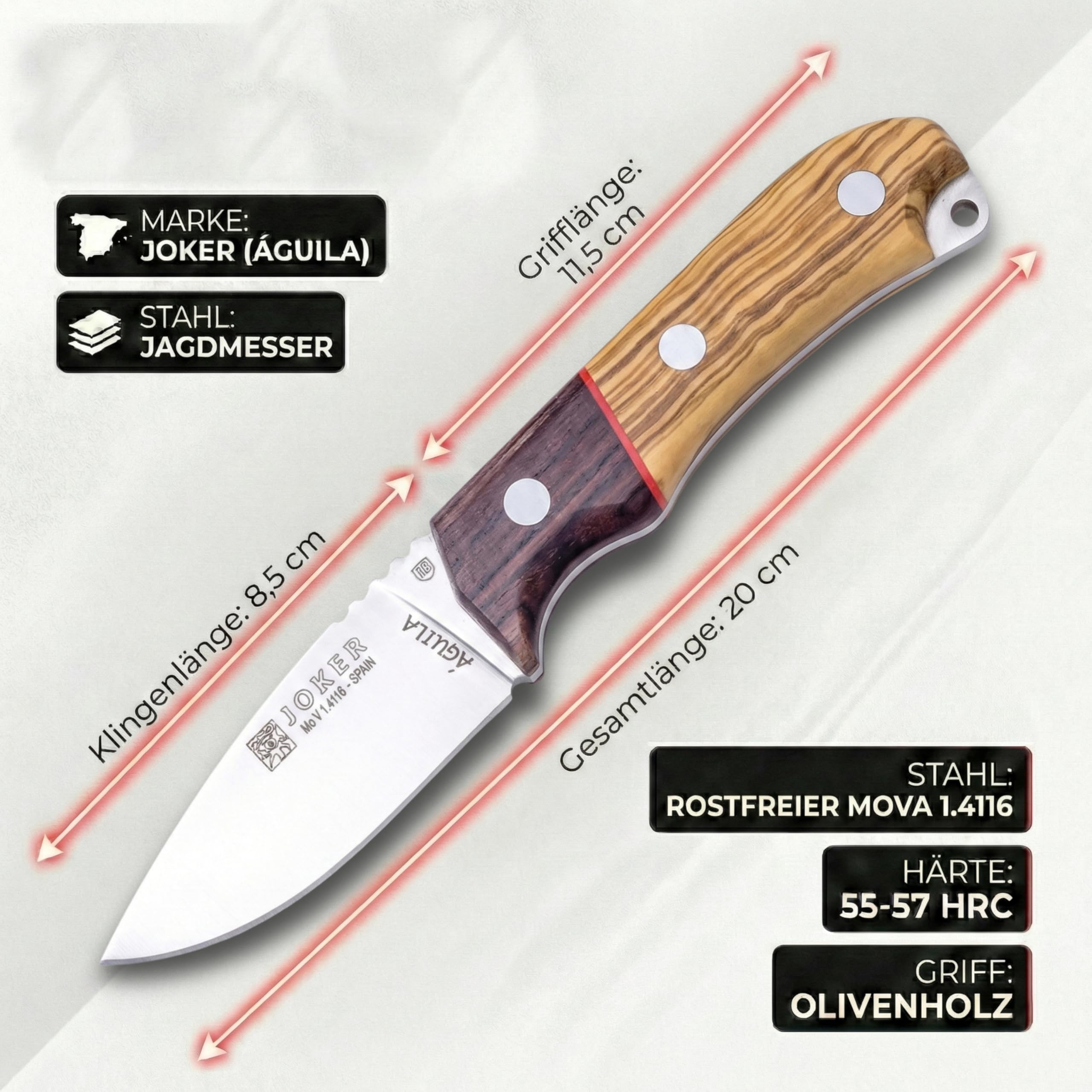 Joker Águila CO103 Jagdmesser Hirschhorn 8,5 cm