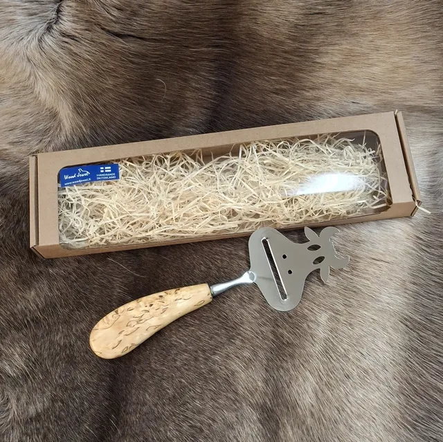 Wood Jewel 40B Käsehobel Kuh Maserbirke Geschenkbox
