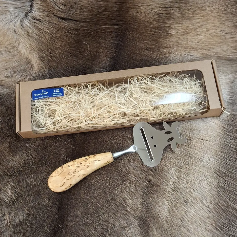 Wood Jewel 40B Käsehobel Kuh Maserbirke Geschenkbox