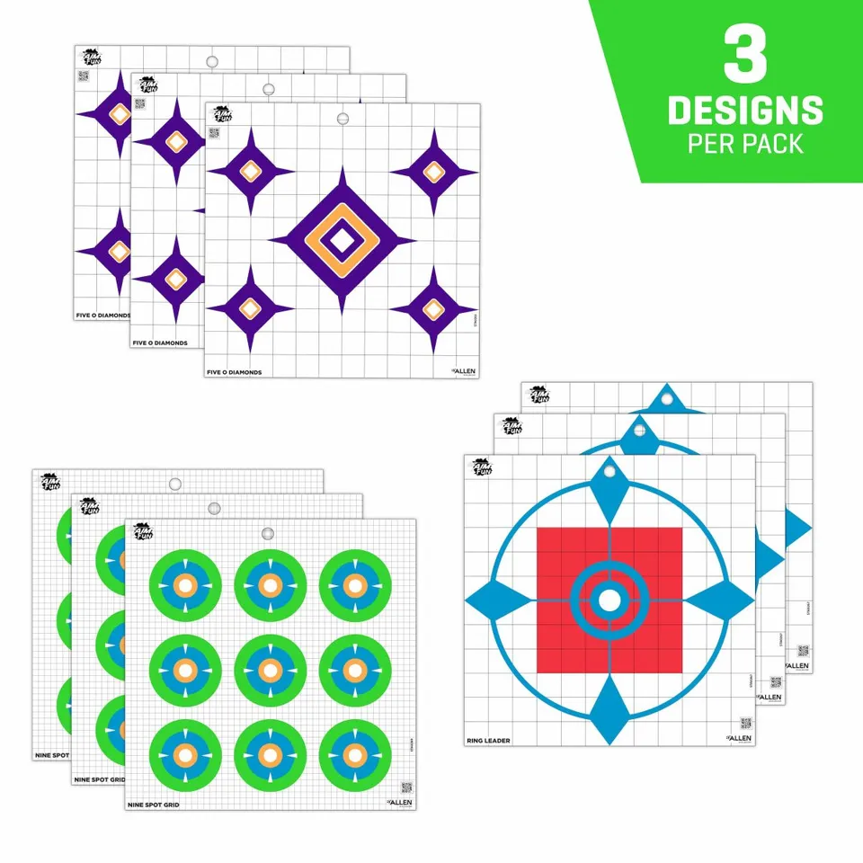 Allen EZ Aim Fun Dialing Papier-Zielscheiben 9er Pack bunt