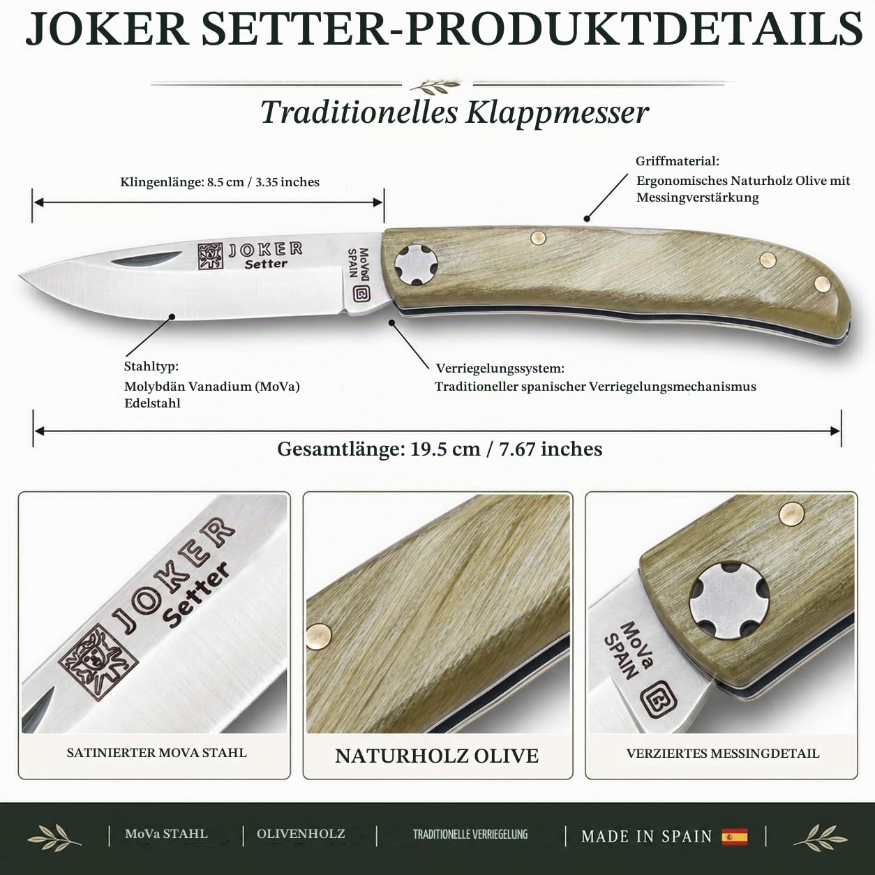 Joker Setter NA111 Taschenmesser Stierhorn 6,5 cm