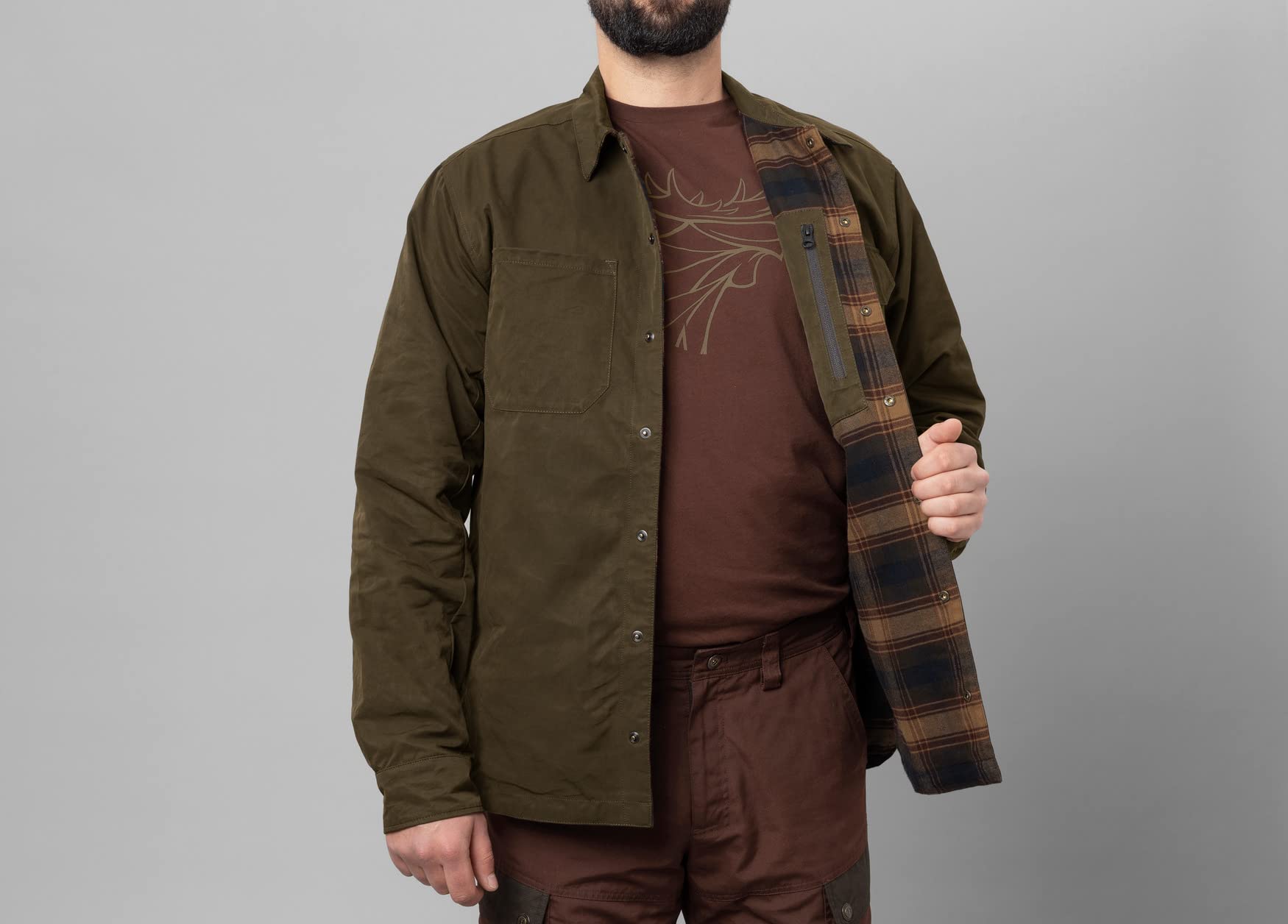 Härkila Eirik Wende-Hemdjacke S Karo Grün Bionic Finish