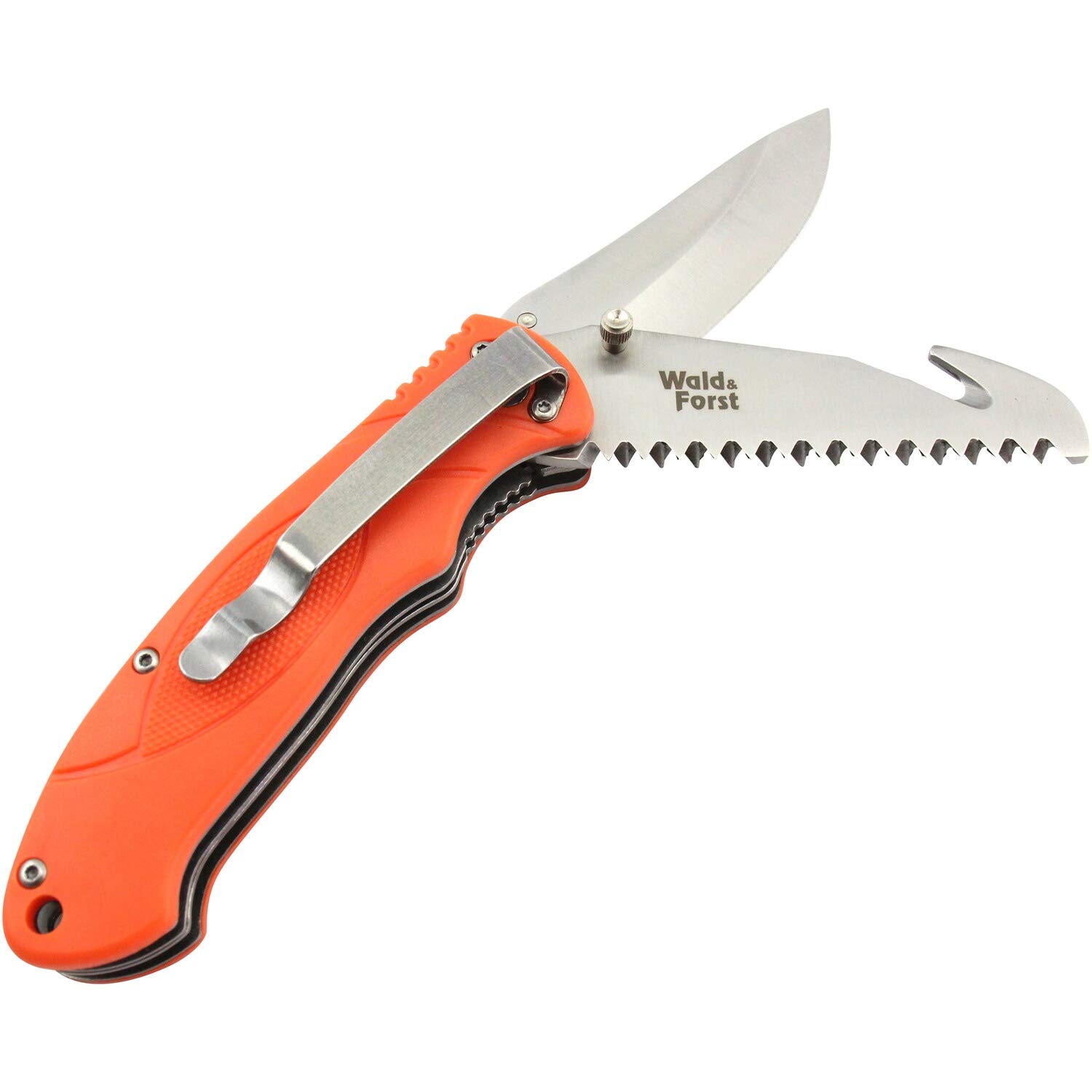 Wald & Forst Einhand Jagdmesser Orange 8 cm Säge