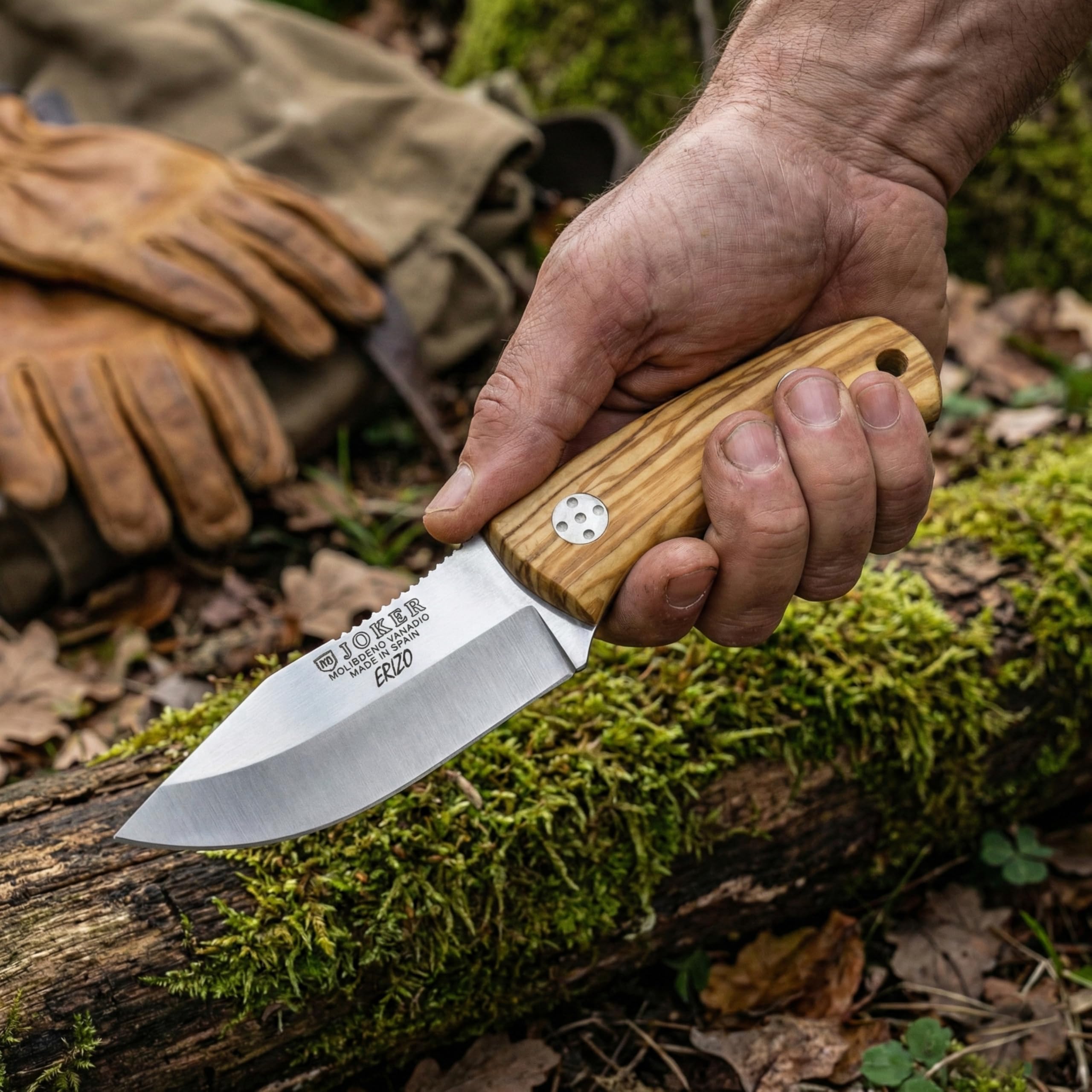 Joker Erizo CO75 Gürtelmesser Olive 7,5 cm Clip Point