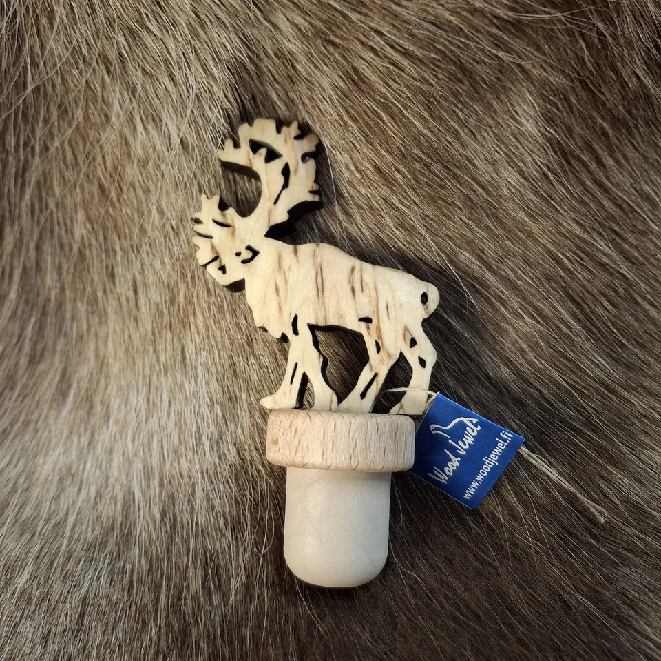 Wood Jewel Rentier Flaschenstöpsel Maserbirke