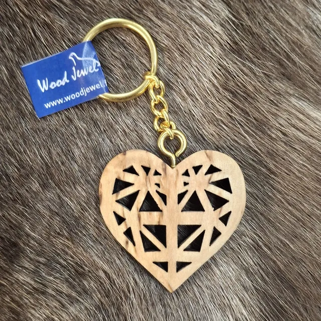 Wood Jewel 311P Sydän Schlüsselanhänger Herz Maserbirke