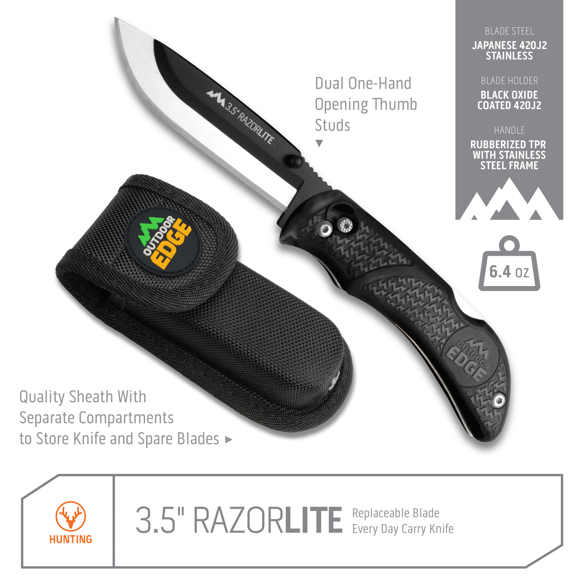 Outdoor Edge RazorPro L Klappmesser Blaze Orange 3,5 Zoll rostfrei
