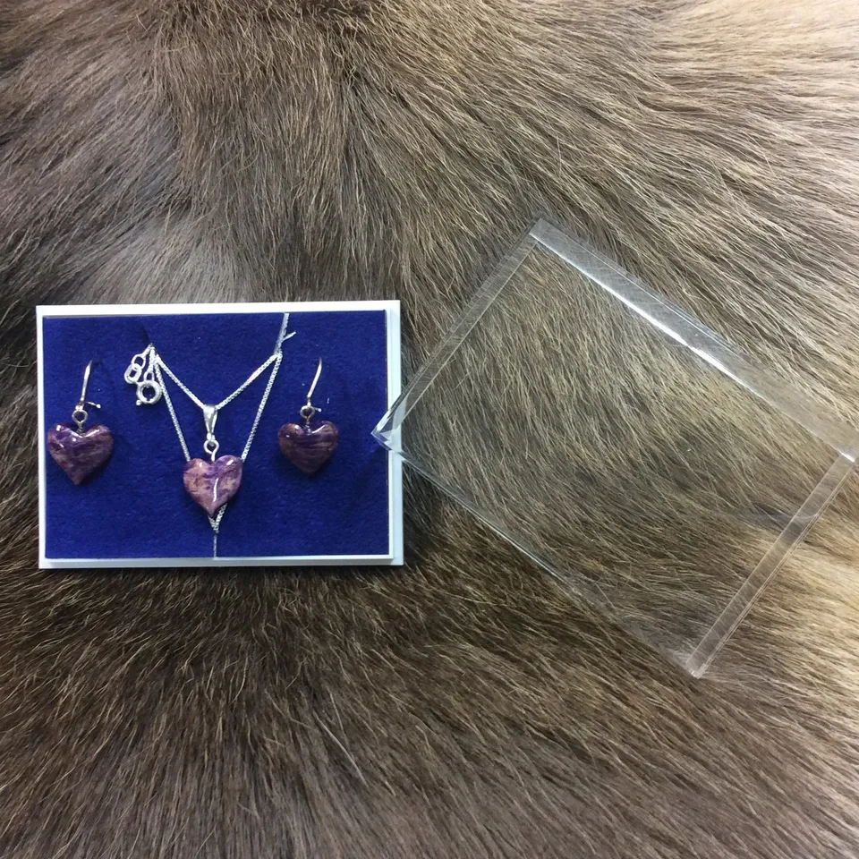 Wood Jewel Heart Schmuckset lila Herz Birke