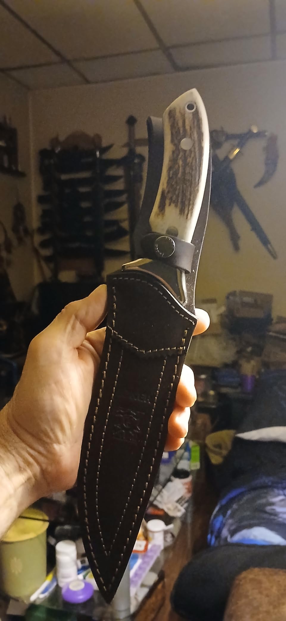Joker Antílope CC02 Jagdmesser Hirschhorn Lederscheide