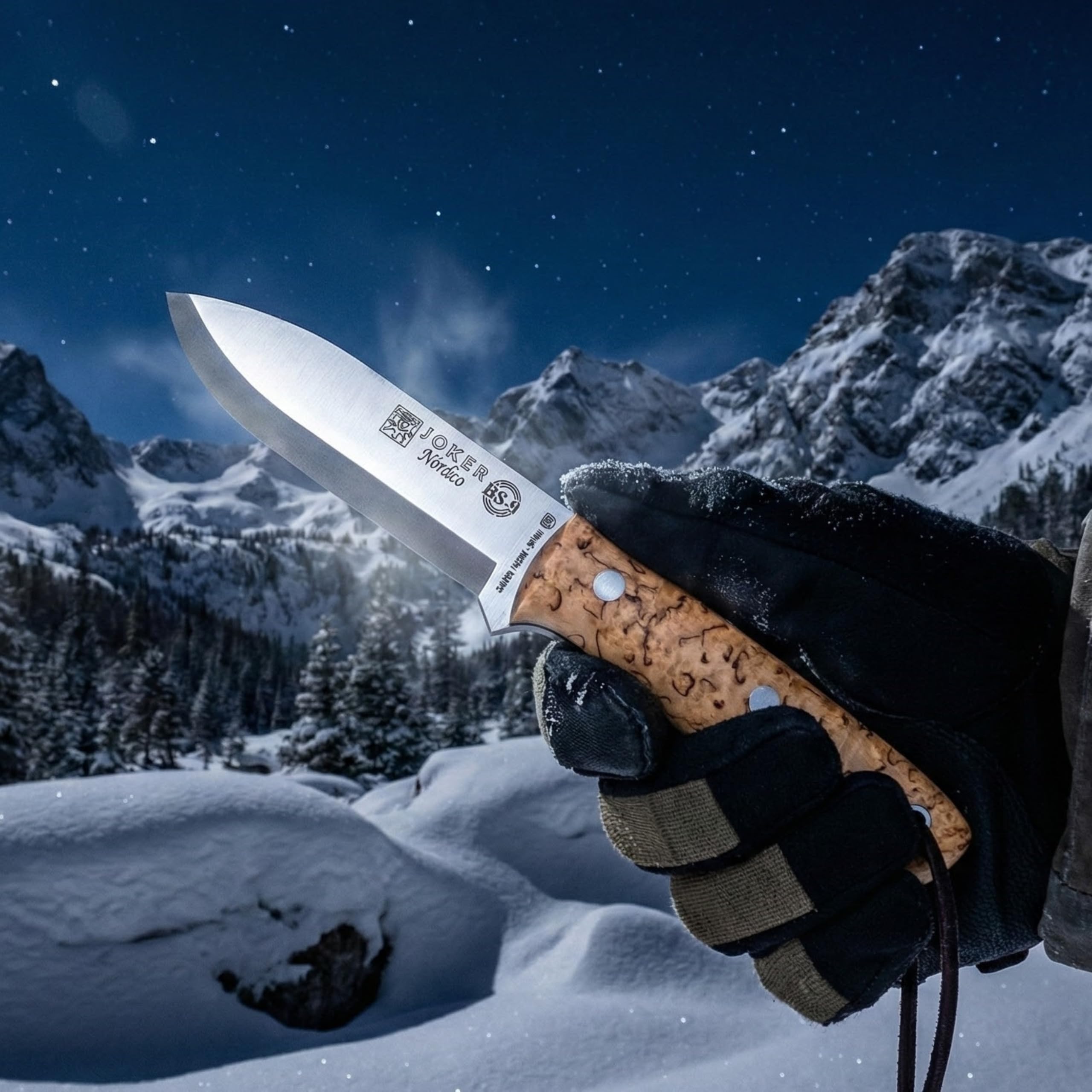 Joker Nórdico CL115 Jagdmesser Birke 10 cm Feuerstahl