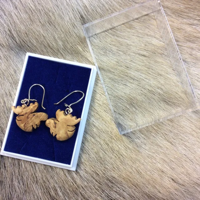 Wood Jewel Moose head Ohrringe Birke Silberhaken