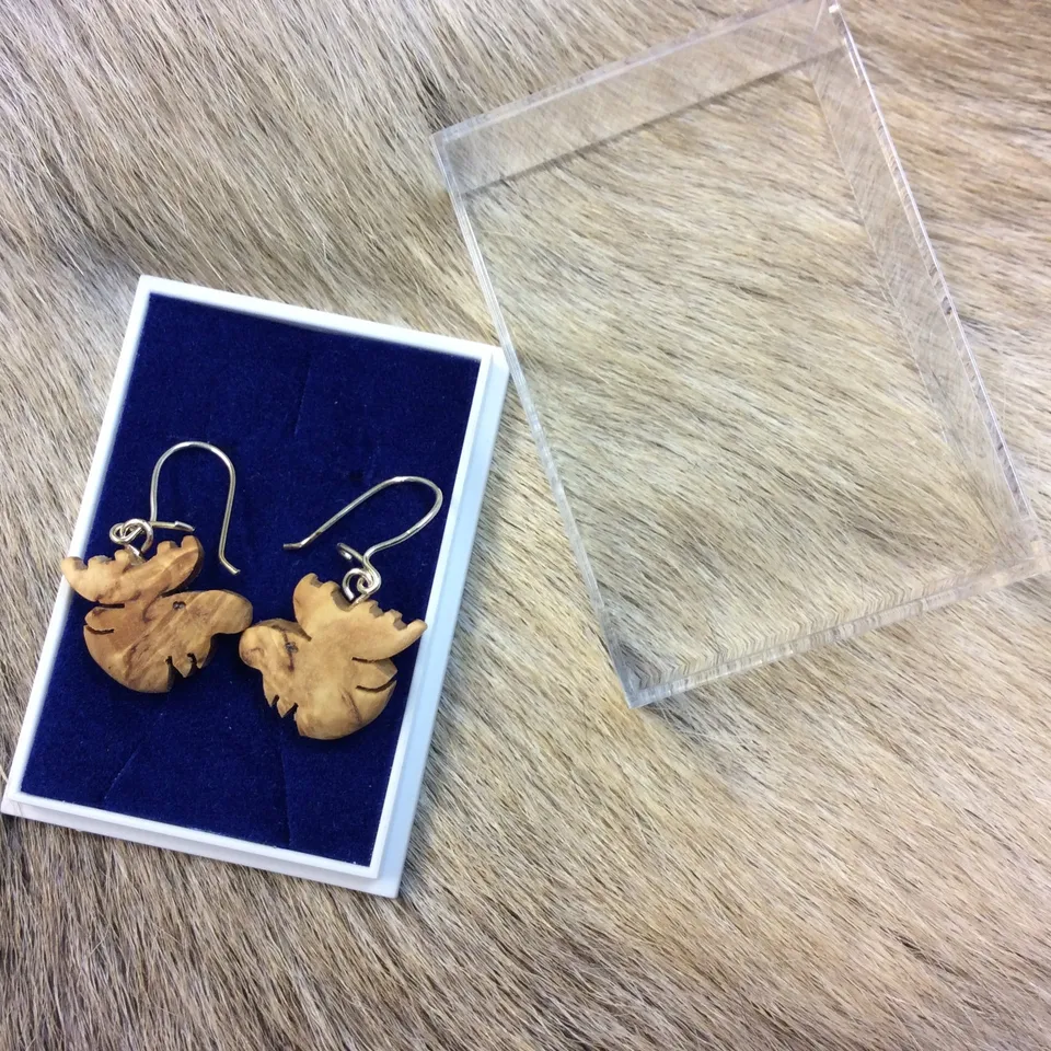 Wood Jewel Moose head Ohrringe Birke Silberhaken