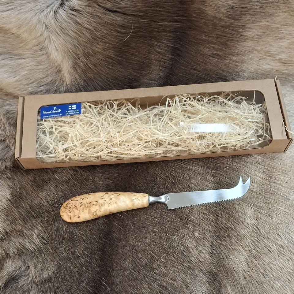 Wood Jewel Käsemesser Griff Maserbirke Geschenkbox