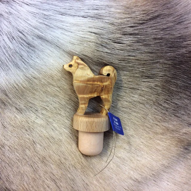 Wood Jewel Hund Flaschenstöpsel Maserbirke stehend