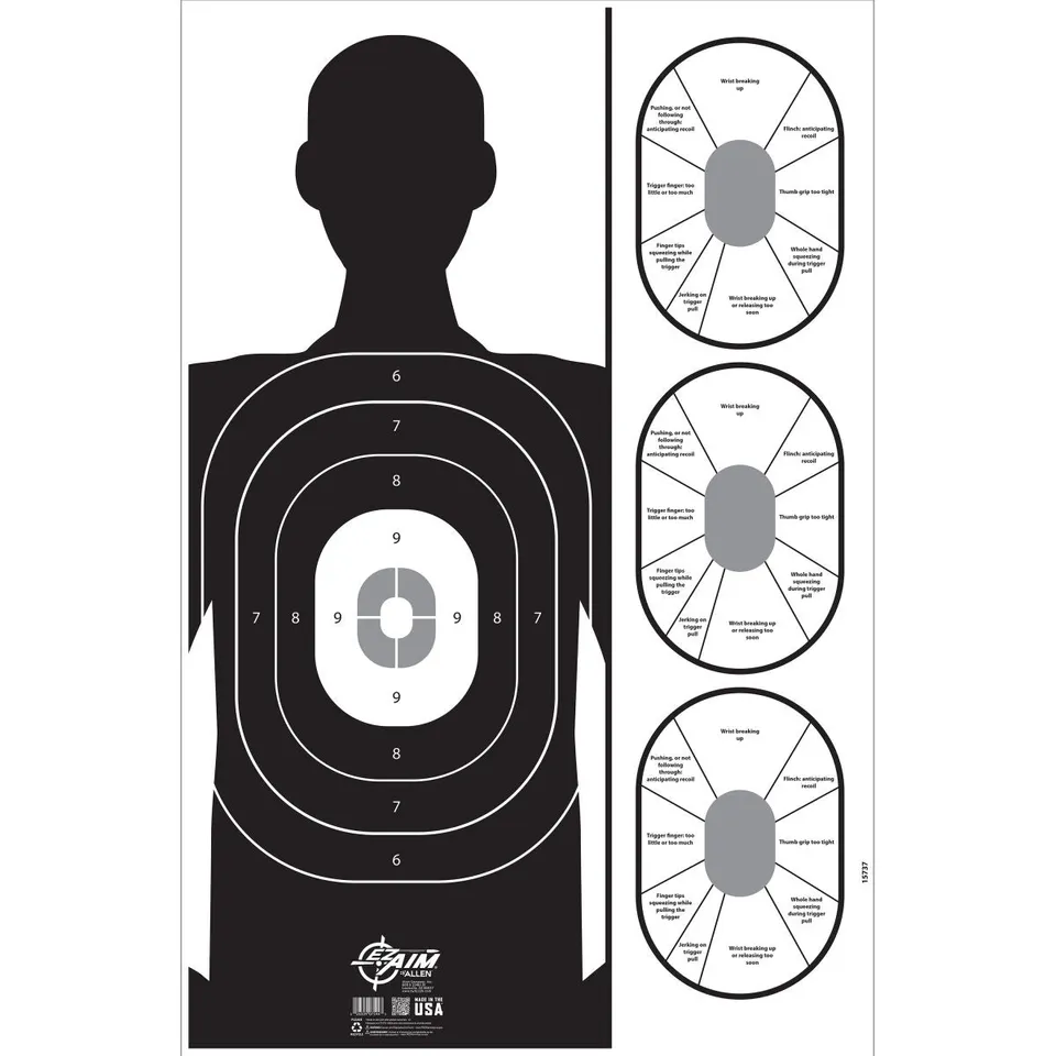 Allen EZ Aim Handgun Trainer Schießscheibe Weiß 58x89 cm