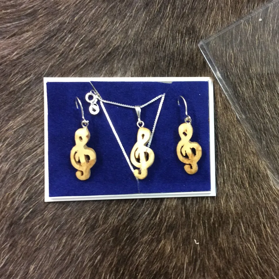 Wood Jewel Clef Schmuckset Kette Ohrringe Birke