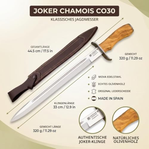 Joker Chamois CO30 Jagdmesser Olivenholz MOVA 33 cm
