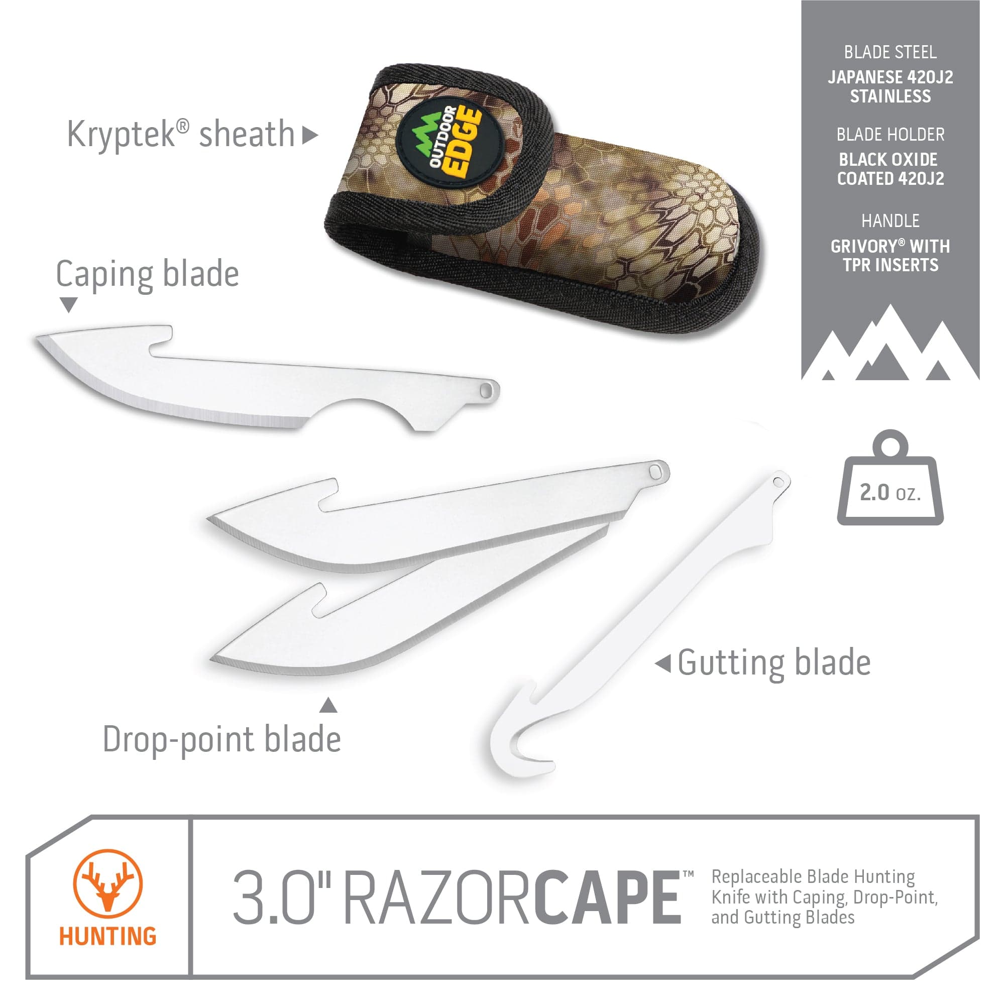 Outdoor Edge RazorCape Wechselklingenmesser 3.0 Zoll 6 Klingen