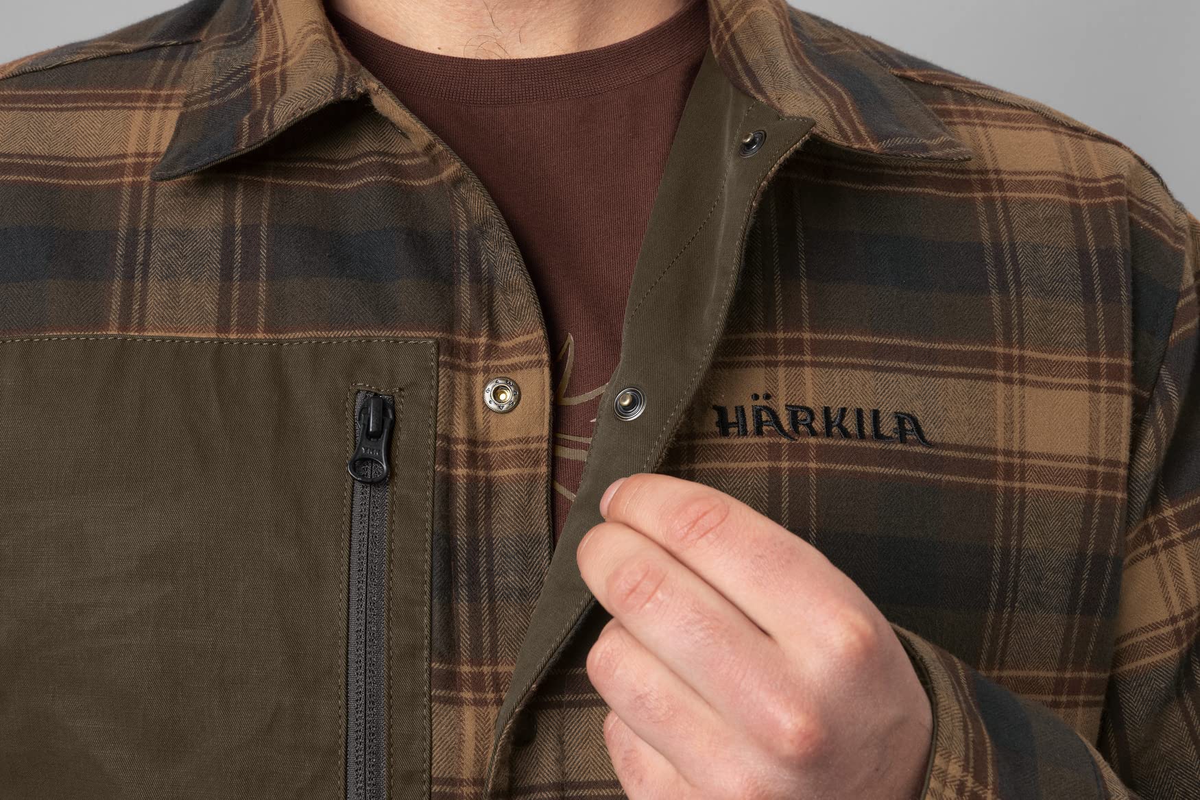 Härkila Eirik Wende-Hemdjacke S Karo Grün Bionic Finish