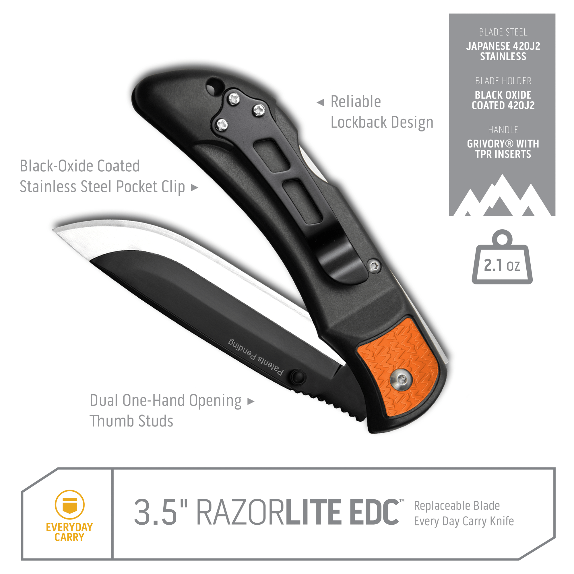 Outdoor Edge Razor EDC Lite Klappmesser 8,9cm 12 Klingen