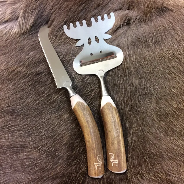 Wood Jewel 42XH Käseset Elch Rentierhorn 2-teilig Hobel