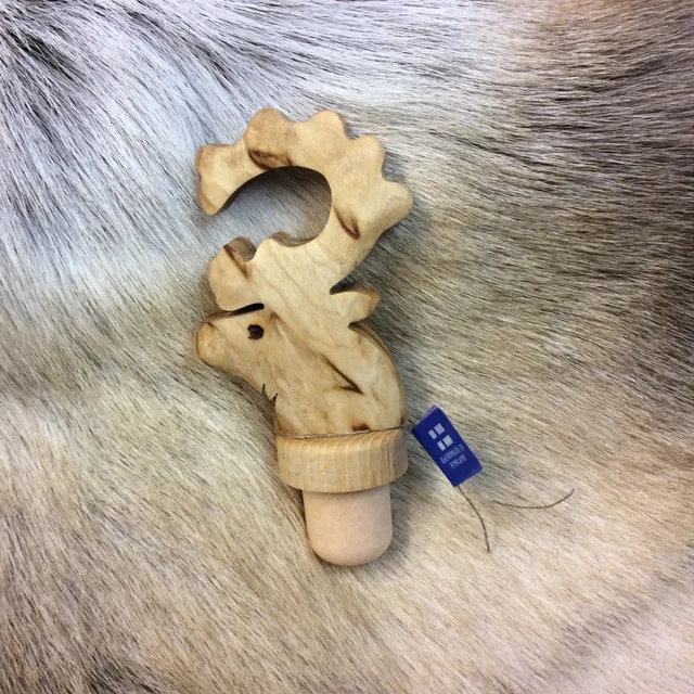 Wood Jewel Flaschenverschluss Rentierkopf Birke Silikon