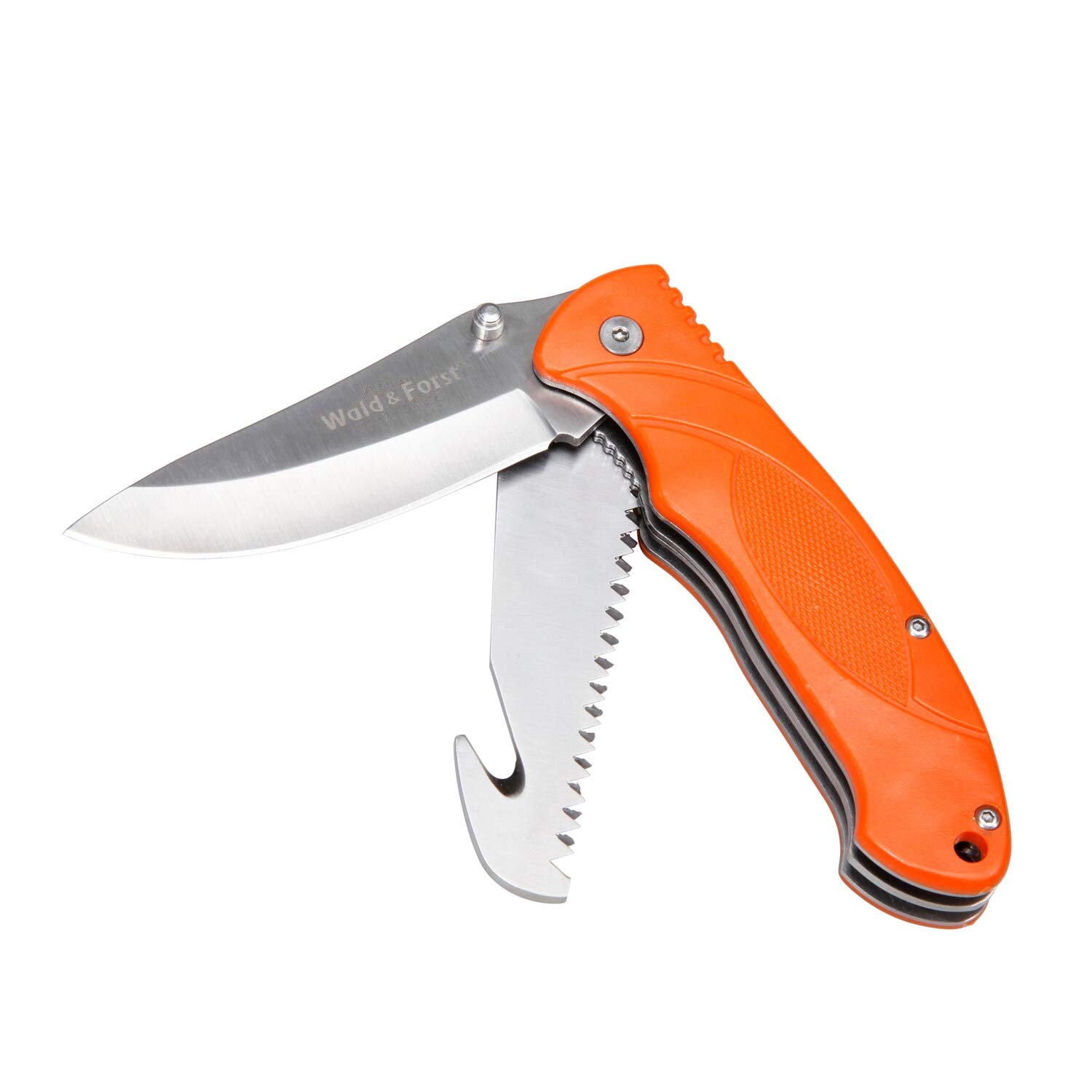 Wald & Forst Einhand Jagdmesser Orange 8 cm Säge