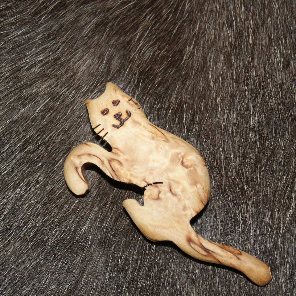 Wood Jewel Cat Topfwächter Katze Maserbirke