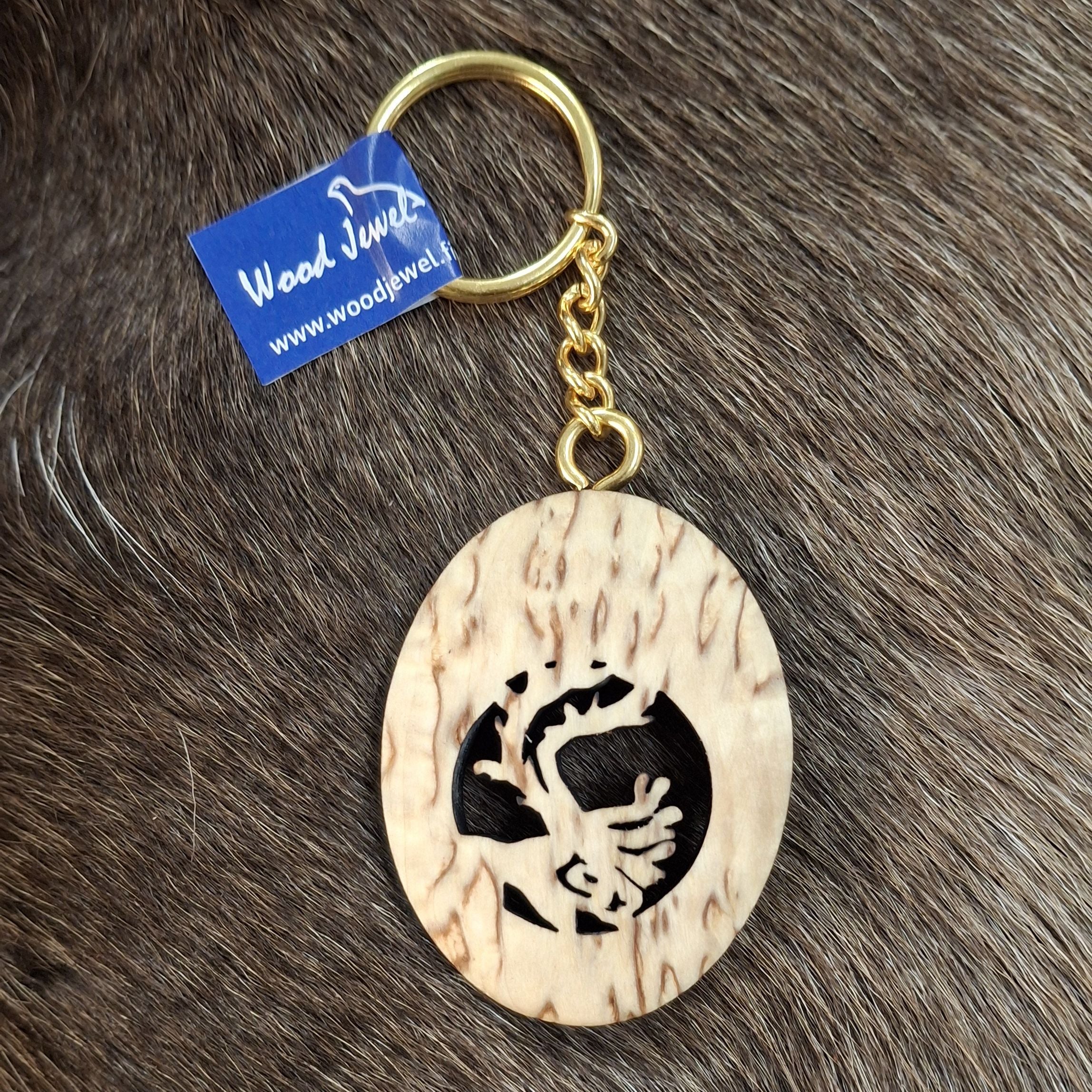 Wood Jewel 301 Oval Schlüsselanhänger Maserbirke Kette