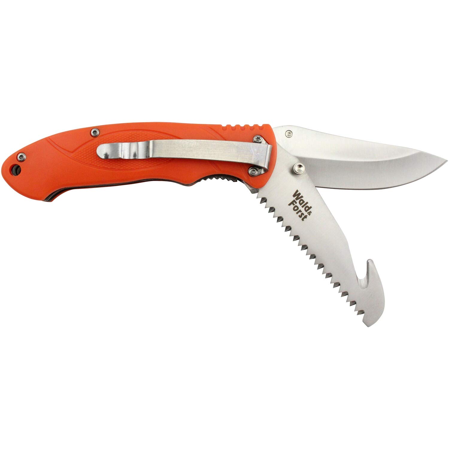 Wald & Forst Einhand Jagdmesser Orange 8 cm Säge
