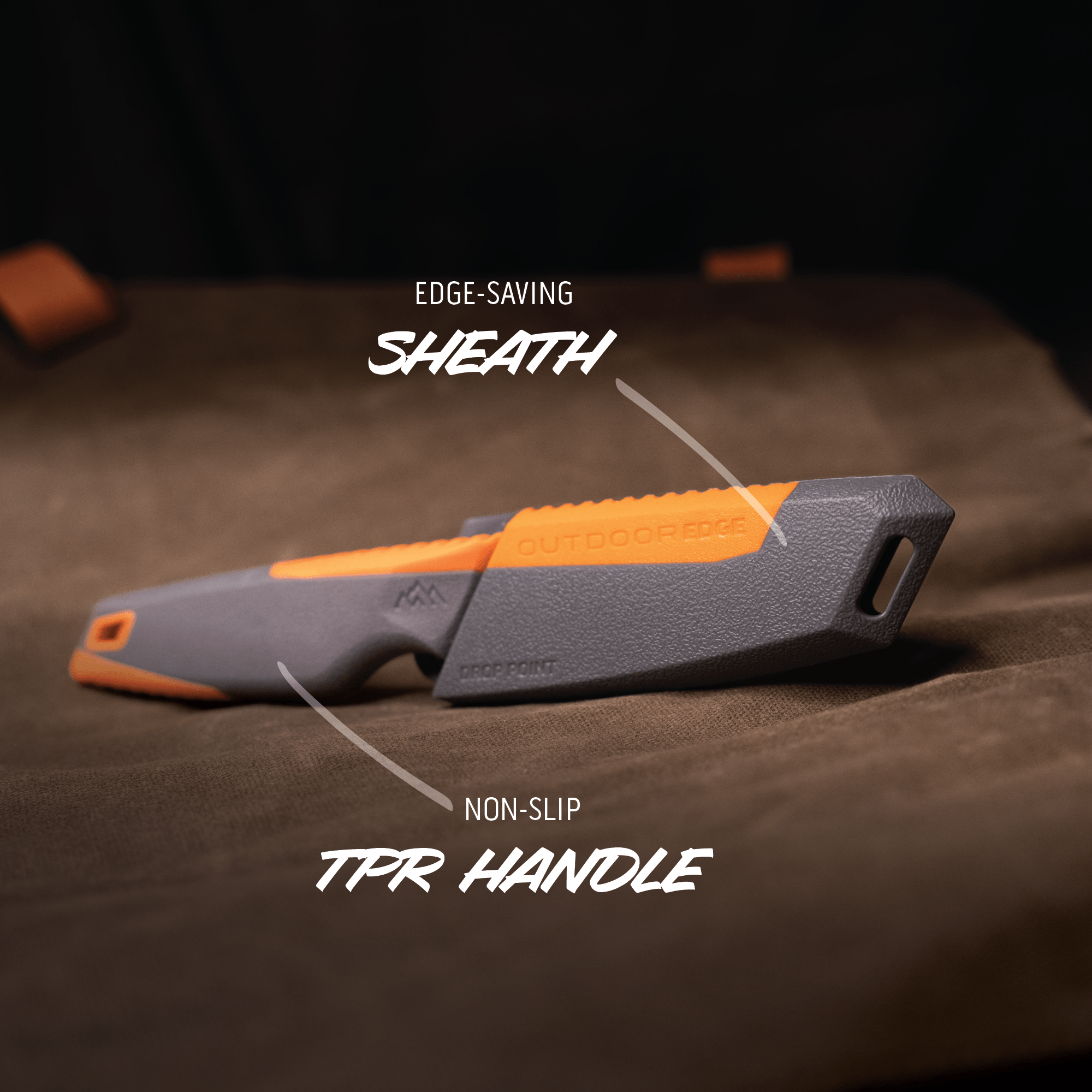 Outdoor Edge Vantex Drop Point Jagdmesser mit Scheide titan