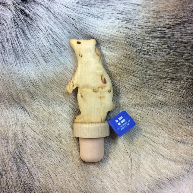 Wood Jewel Bär Flaschenverschluss stehend Maserbirke