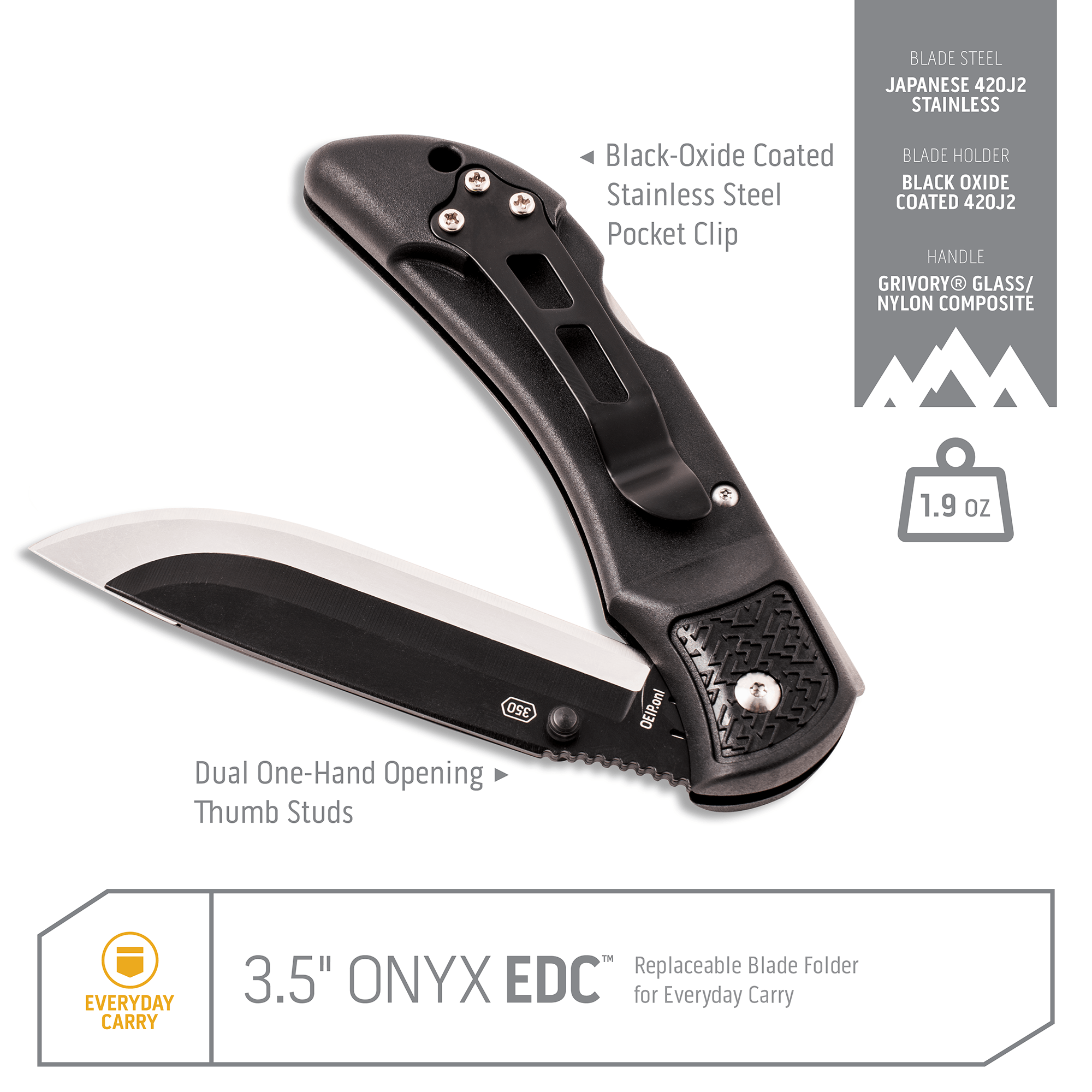 Outdoor Edge Razor Onyx 3.5 Taschenmesser 27 Klingen