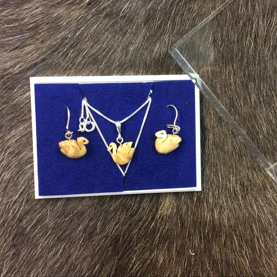 Wood Jewel Schwan Schmuckset Birke Silber