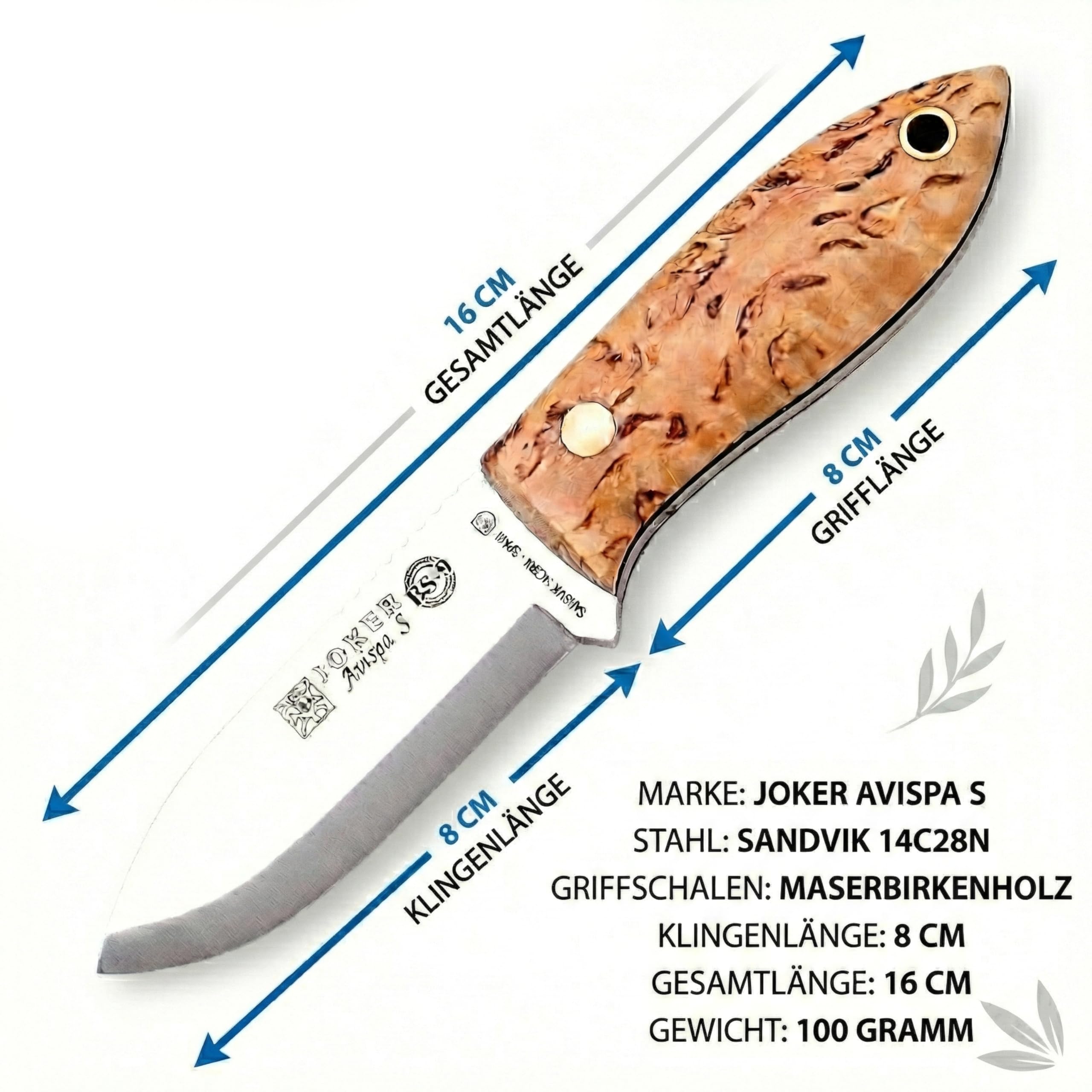 Joker Avispa S CL121 Bushcraftmesser Birke 8 cm
