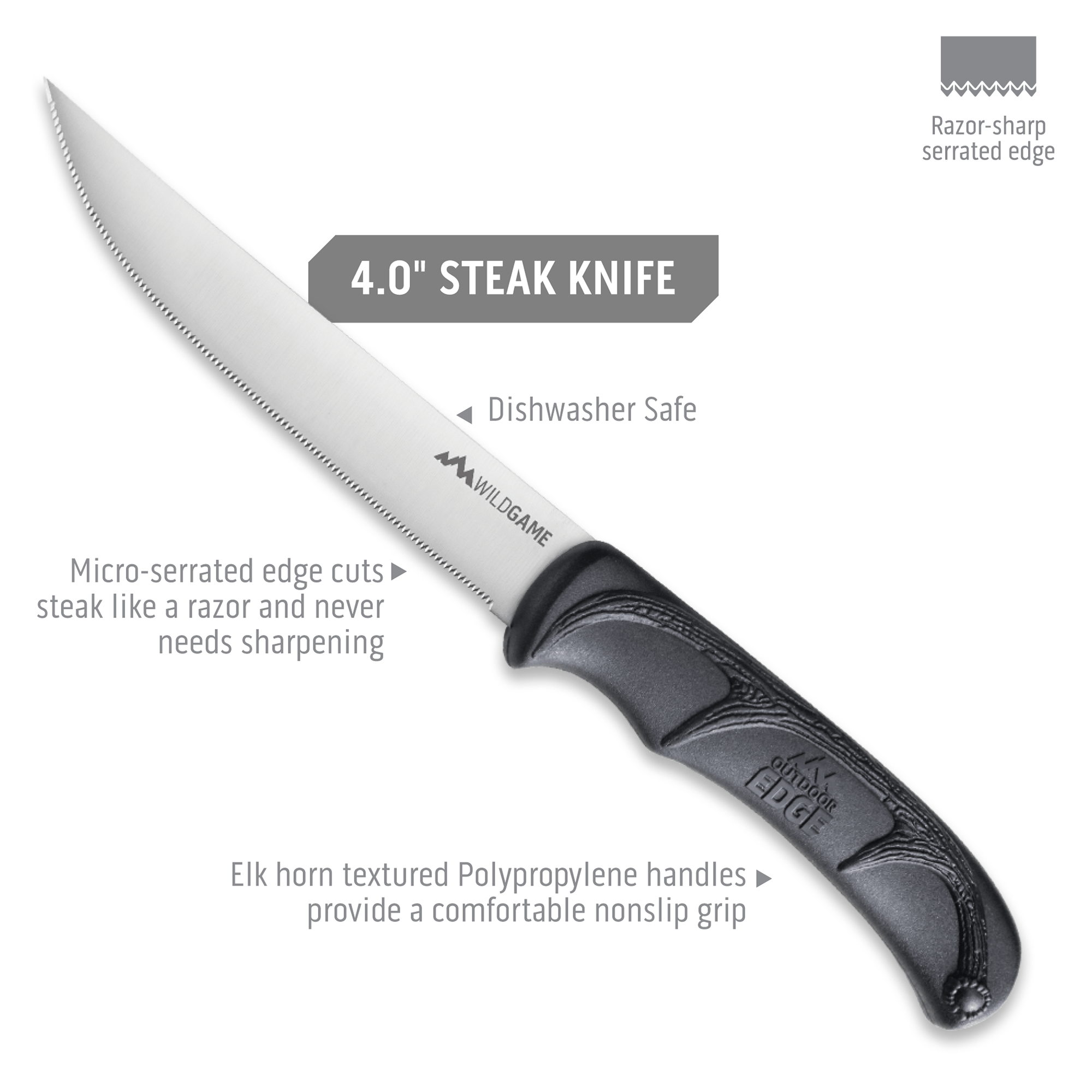 Outdoor Edge Wildgame Steakmesser Set Schwarz Mikroschliff
