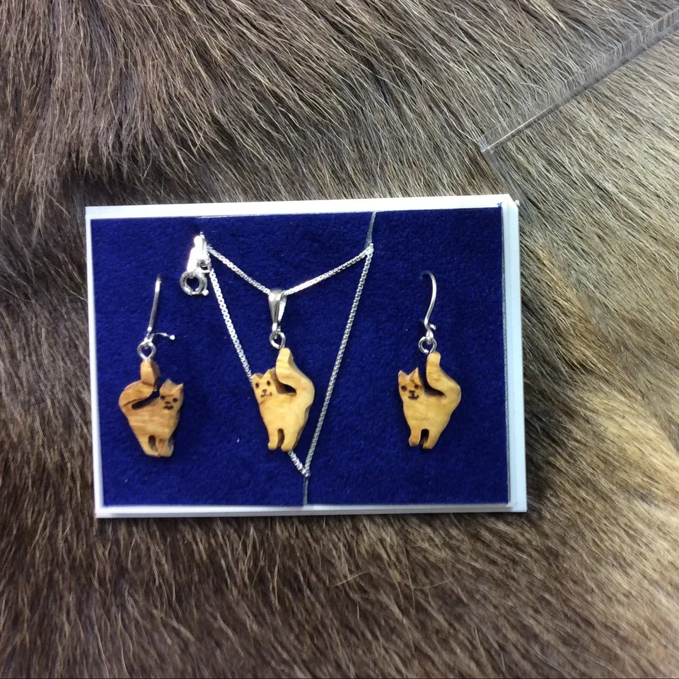 Wood Jewel 225S Schmuckset stehende Katze Birke