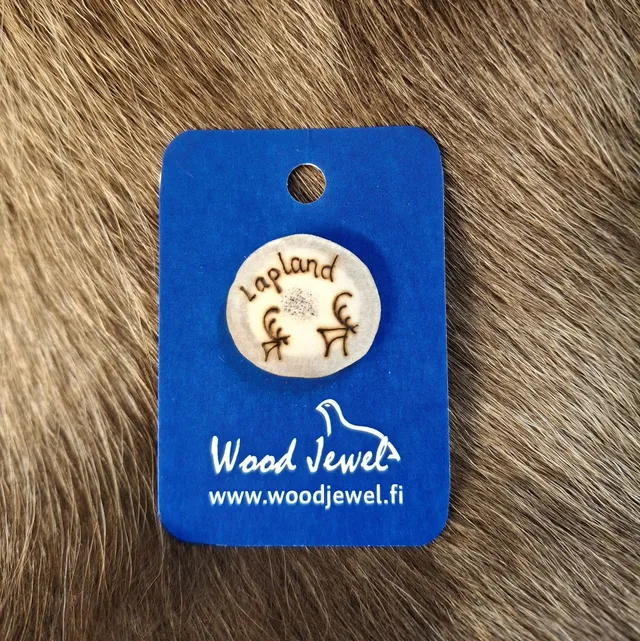 Wood Jewel Magnet Rentiergeweih weiß Rentiergravour