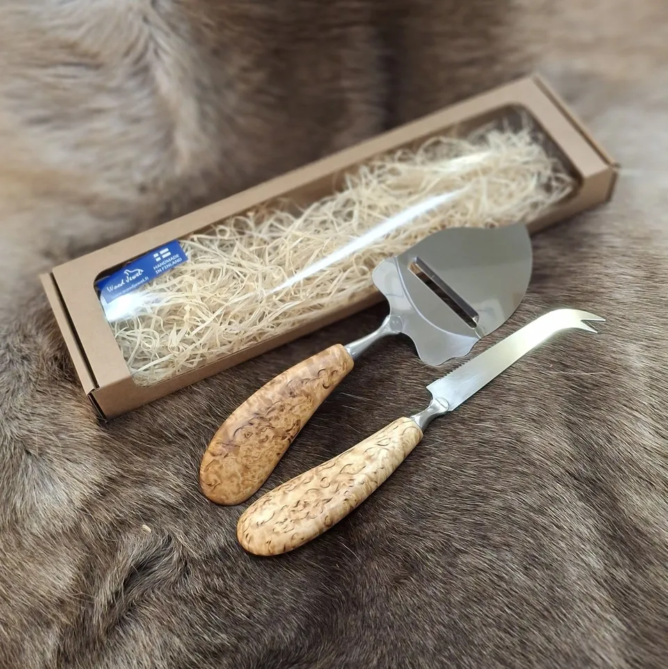 Wood Jewel Cheese Pickers Käseset Birke Geschenkbox